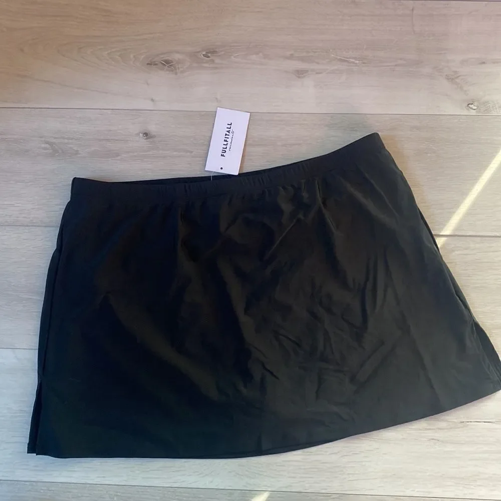 FULLFITALL - Side Slit Swim Skirt Black 22 NWT‎